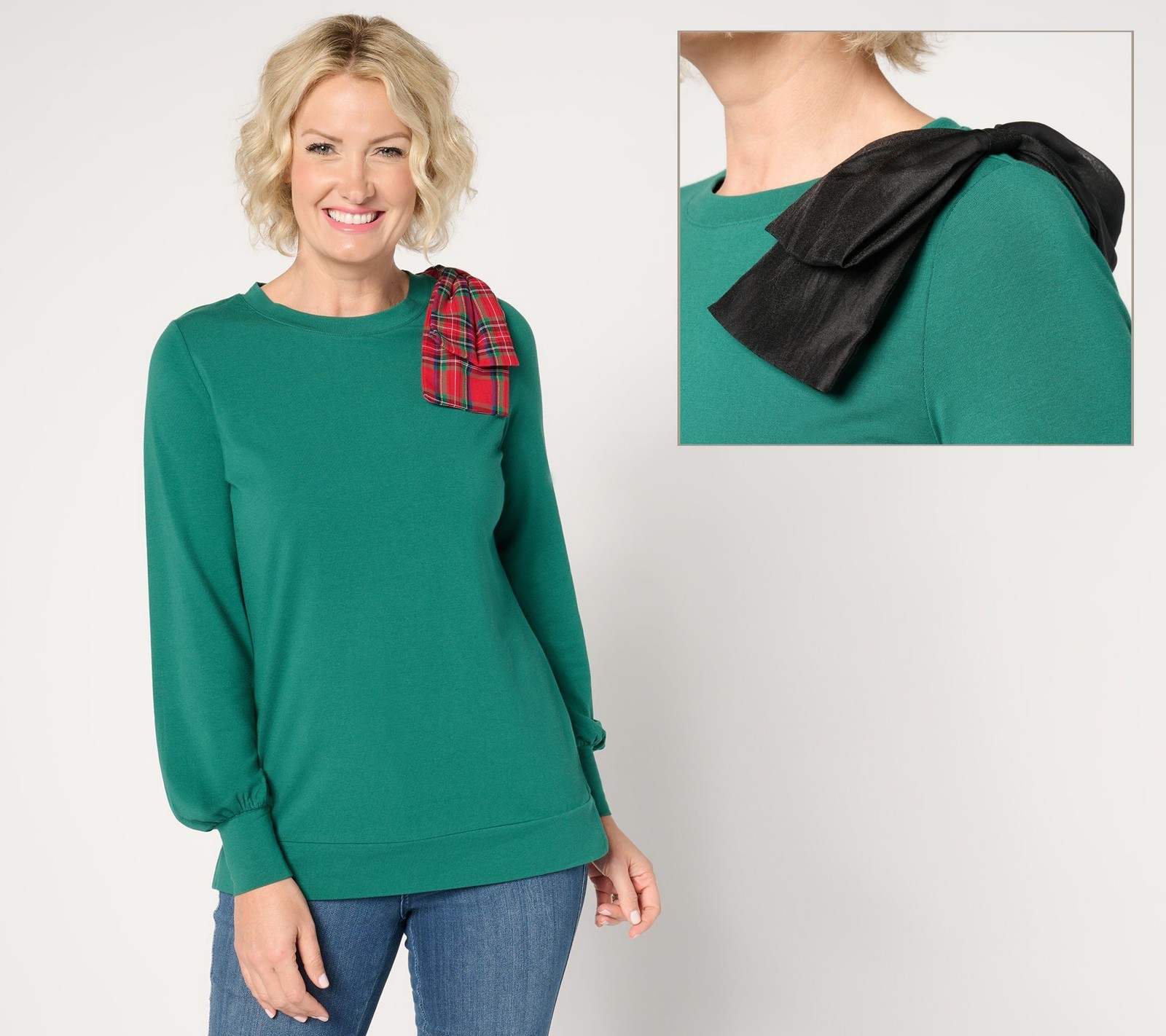 Belle by Kim Gravel Women's Top Sz M TripleLuxe Knit Double Multi-colored