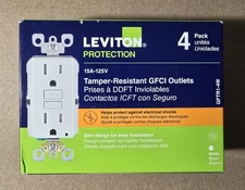 Leviton 15A 125V GFCI Outlet - White (4 Pack) GFTR1-4W