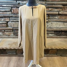 Lauren Ralph Lauren Tan Long Sleeve Shirttail Shift Dress
