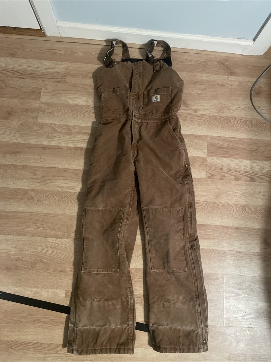 Carhartt Bib Overalls Womens 4x30 Quilted Lined Double Knee