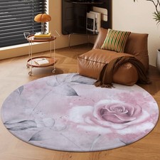 Elegant Rose Bouquet Round Mat - Soft Non-Slip Area Rug with Pink  Purple Flora