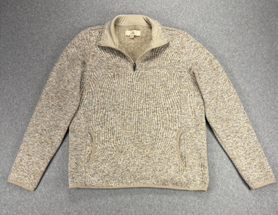 Thread & Supply Oatmeal Quarter Zip Fleece Pullover L Cozy Minimalist Outdoor