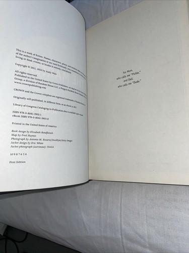 1st - THE MARTIAN - Andy Weir • First Edition 4th pr. HC DJ Hardcover 2014 - Imagen 9 de 14