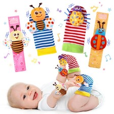 PADONISE Baby Wrist Rattle Socks and Foot Finder Set Rattles Colorful
