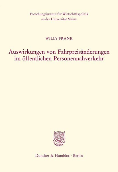 Auswirkungen Von FahrpreisäNderungen Im öFfentlichen Personennahverkehr. Frank-image