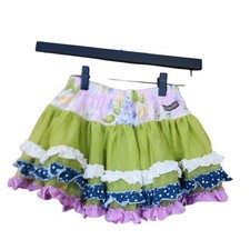 Matilda Jane Sea Salt Green Mesh Skirt tiered design floral pattern ruffles polk