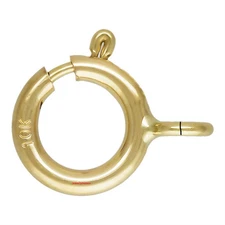 5mm 10k STANDARD WEIGHT Solid Yellow Gold Spring Ring Clasp OPEN Jump Italy