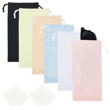 12Pcs 6 Colors Microfiber Sunglasses Glasses Case Pouches Portable Drawstring