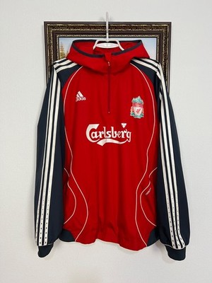 Vintage Adidas Liverpool Football Train Hooded Jacket Track Top Player Issue XL