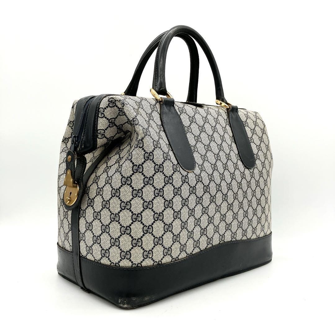 GUCCI GG Supreme PVC Leather Boston Travel Handbag 0112186K Authentic