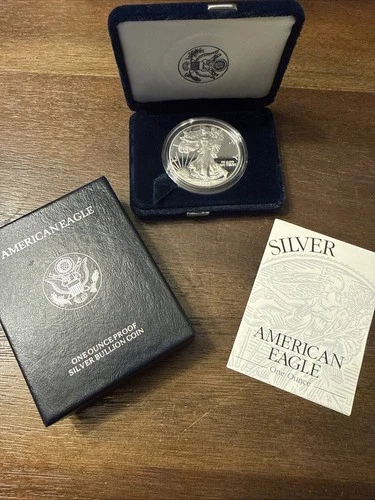 1998 P Proof American Silver Eagle Dollar $1 Box & COA US Mint Bullion OGP