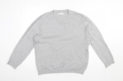 Debenhams Herren Strickpullover grau großer Rundhalsausschnitt Viskose