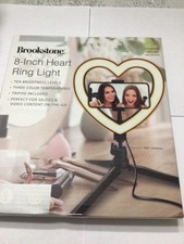 Brookstone 8 Inch Heart Ring Light LED 3 color Temps w/Tripod New In Box