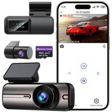Dash Cam Front and Rear 4K 1080P 64GB Card Included 24H Parking Mode 5GHz WiFi &