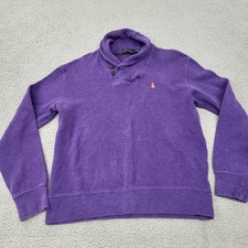 Polo Ralph Lauren Sweater Mens Medium Knit Purple Shawl Collar Pullover