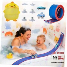 Race Car Bath Toy Set, Toddler Bath Toys, Flex Race Track Car Set, Blue Red