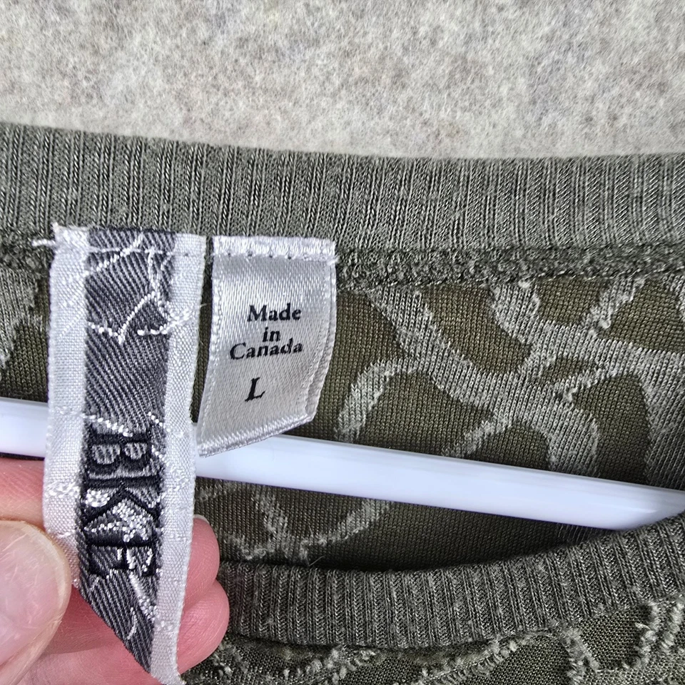 Top manga larga estampado verde oliva BKE para mujer L poliéster rayón texturizado Foto 4 de 4