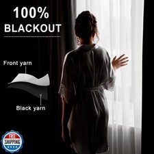 XWZO 100 Blackout Curtains 63 Inches Long with Tiebacks- Heat and Full Light...