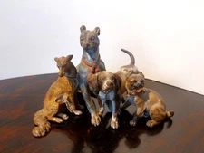 Scultura gruppo cani  bronzo  antico Vienna, XIX secolo, dipinto a freddo