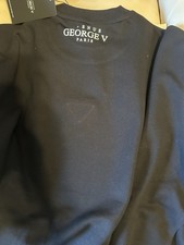 Avenue George V Paris Mens XXL Black Embroidered GV Logo Sweatshirt NWT