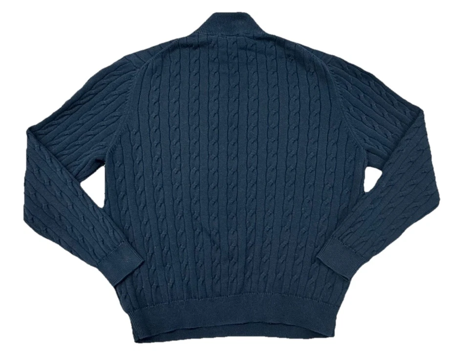 Brooks Brothers Supima Cotton 1/4 Zip Cable Knit Sweater Mens XL Navy Blue - Image 2 of 4