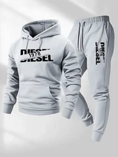 2025 Men’S Hooded Tracksuit Set Autumn Winter Sportswear Hoodie + Pants Outfit