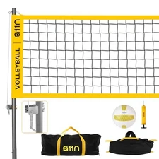 A11N SPORTS A11N HEAVY-DUTY 32FT OUTDOOR VOLLEYBALL NET PORTABLE - YELLOW