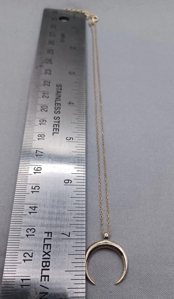 Gold Vermeil Crescent Horn Pendant Necklace Sterling Silver Crescent Moon/Horn - Image 4 of 4