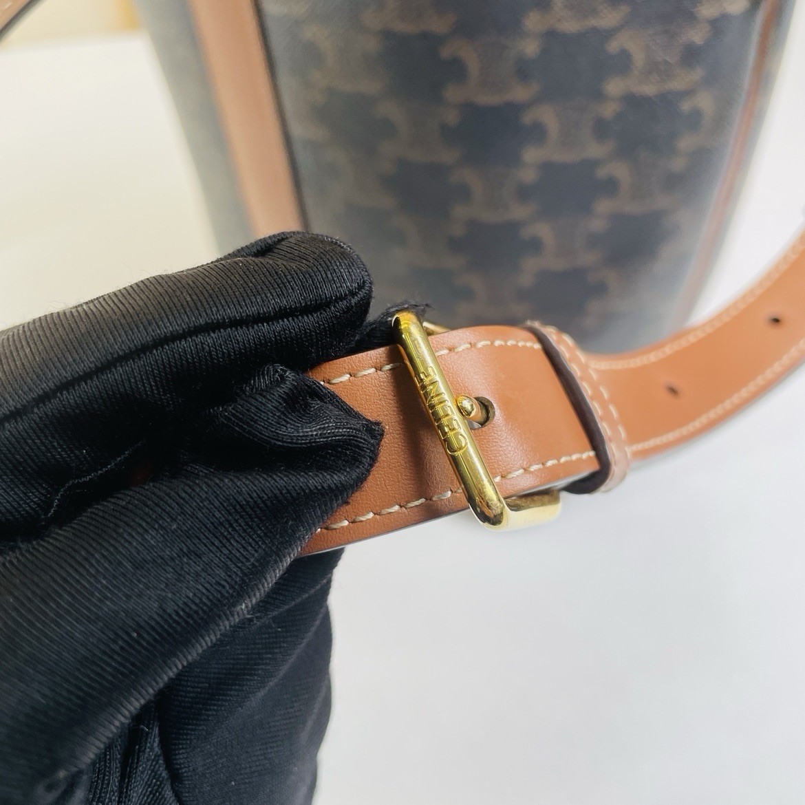 Authentic Celine Triomphe Monogram Bucket Bag – B… - image 3