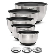 8 PCS Black Stainless Steel Nesting Mixing Bowls 5/4/3.5/2/1.5 QT Lids