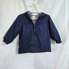 Gymboree Boys Navy Blue Lightweight Lined Windbreaker Hooded Zip Jacket 12-24Mo