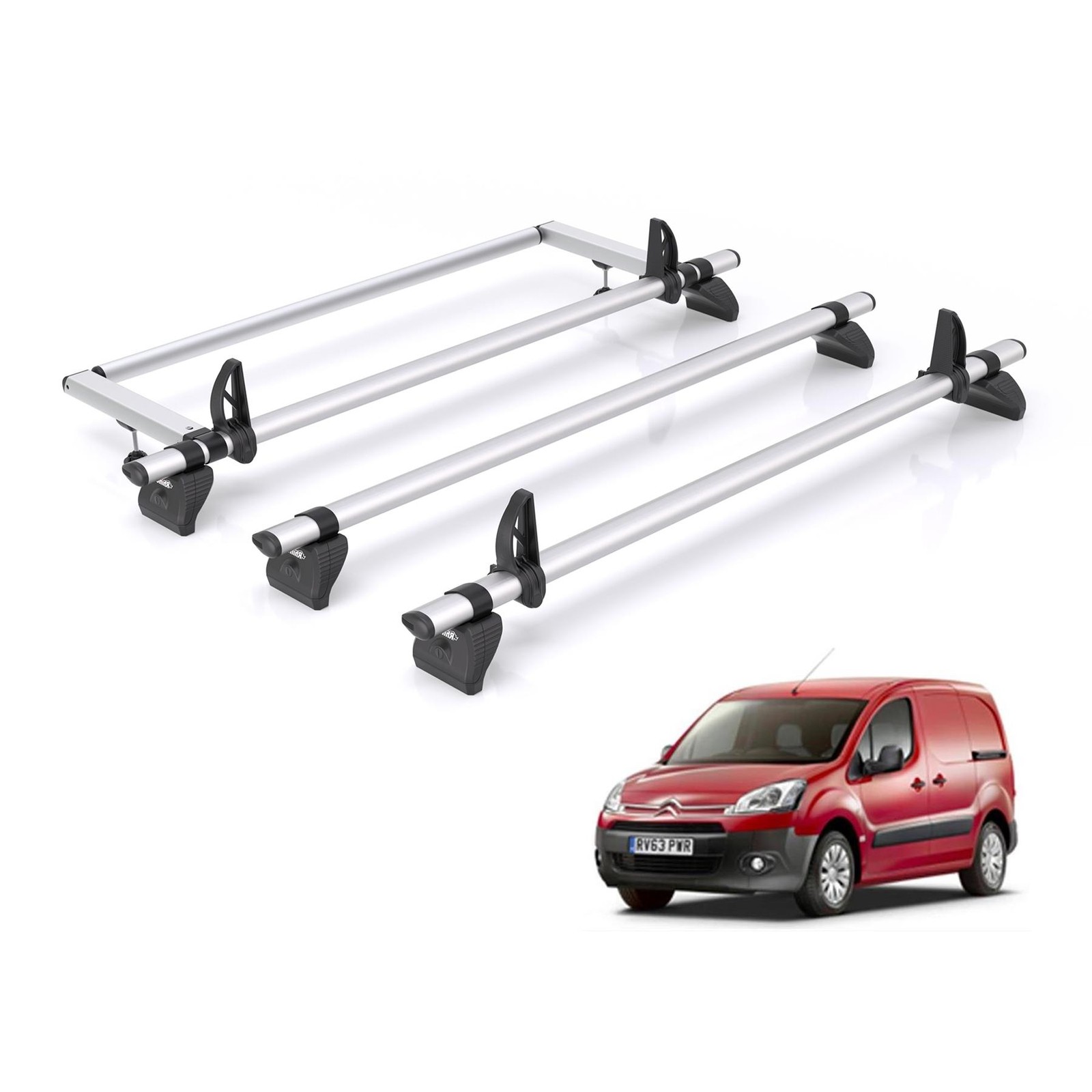 Citroen Berlingo Roof Rack Fits 2008-2018 Models 3x Bars + Roller Rhino Kammbar