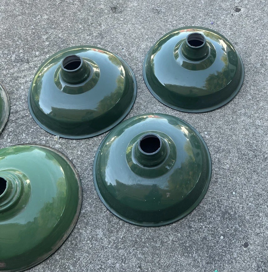 Abolite 12" Porcelain Green Barn Industrial  Light Enamel Shades Lot Of 5 - Image 4 of 4