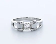 0.6CT AGI Natural Diamond G/SI1 Round Cut Platinum Contemporary Pinky Men's Ring