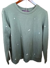 Gloria Vanderbilt Size Large Crewneck Sweatshirt Green With Flowers