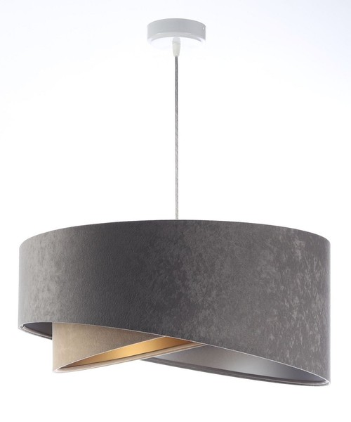 HäNgeleuchte HäNgelampe Rund D: 50Cm Stoff E27 Grau Silber Beige Gold Wohnzimmer-image