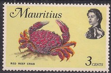 Mauritius 1969 - 73 QE2 3ct Granchio di barriera rossa Umm SG 383 (L1210)