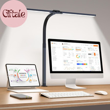 LED Desk Lamp for Home Office, Eye-Caring Desk Light with Clamp, 24W Double Head
