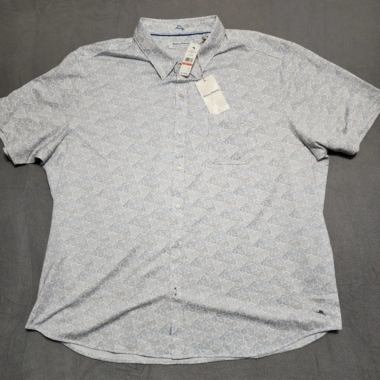 Tommy Bahama New Men's 3XLB San Lucio Tri Leaf Geo-Print Shirt Avalanch NWT $138