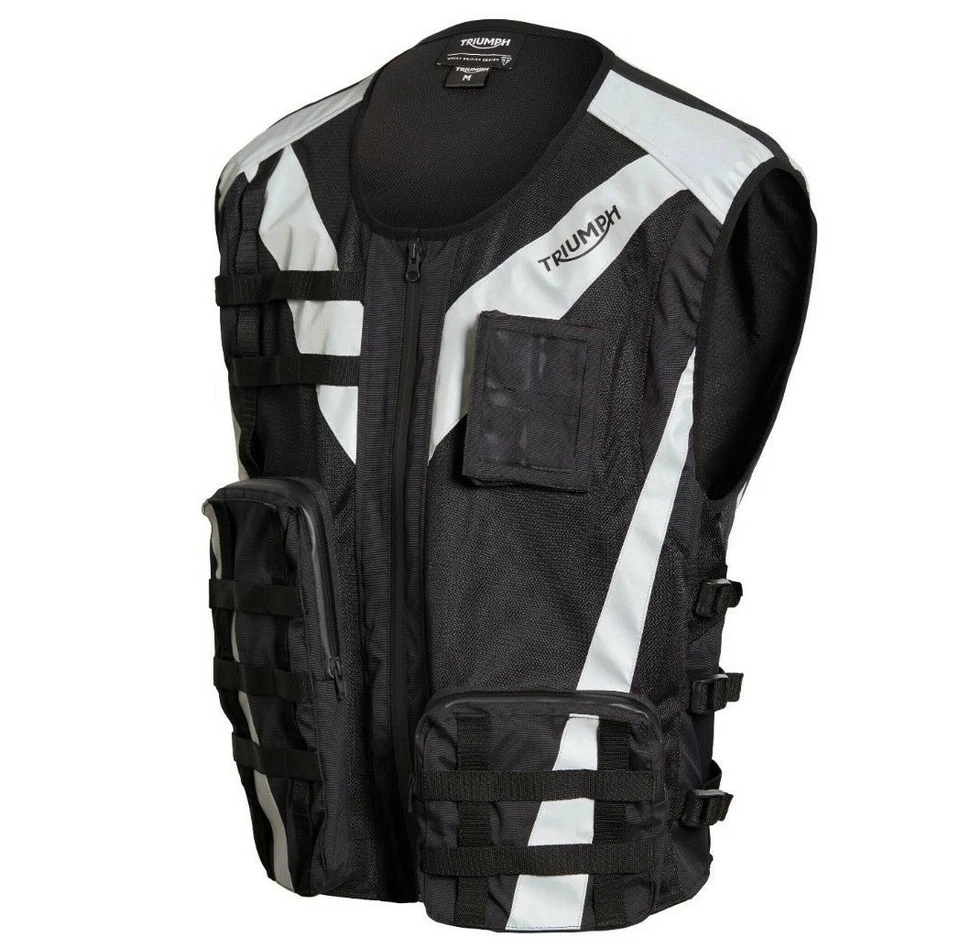 GENUINE Triumph Motorcycles Black Bright Utility High Vis Vest NEW RRP £80