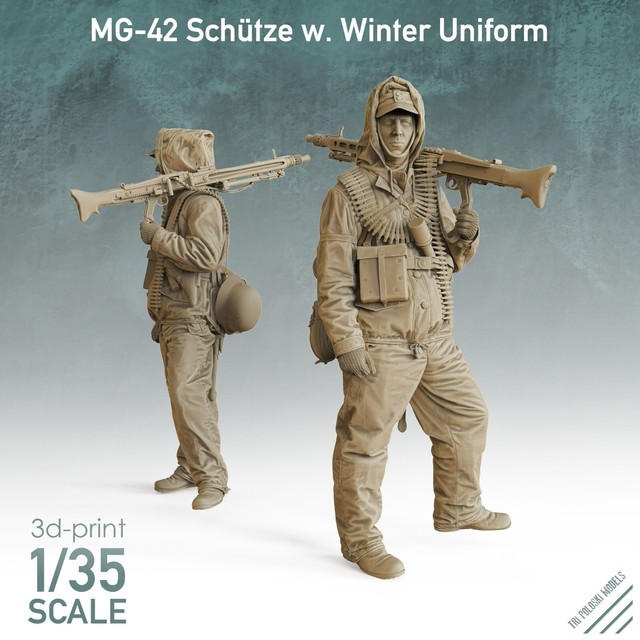 MG-42 Schütze Winter Uniform 1/35 scale 3D printed resin model kit MG-42 Schütze Winter Uniform 1/35 scale 3D printed resin model kit