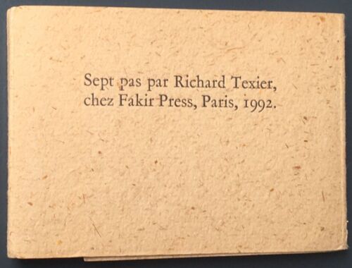 livre d'artiste RICHARD TEXIER : Sept pas Fakir Press 1992 tiré à 30 exemplaires - Picture 1 of 4
