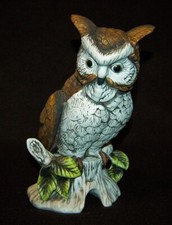 VINTAGE Ceramic OWL Figurine Large 10" Flambro Large 10" Bisque
