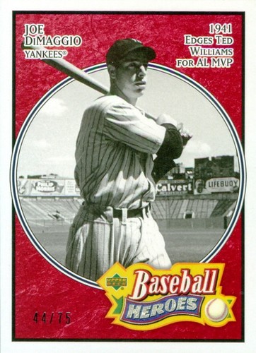 2005 UPPER DECK BASEBALL HEROES #137 - JOE DIMAGGIO - RED PARALLEL SP/UD /75 - Picture 7 of 16