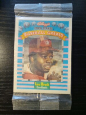 1991 Kellogg's Corn Flakes Baseball Greats Lou Brock #10 Sealed Cardinals 
