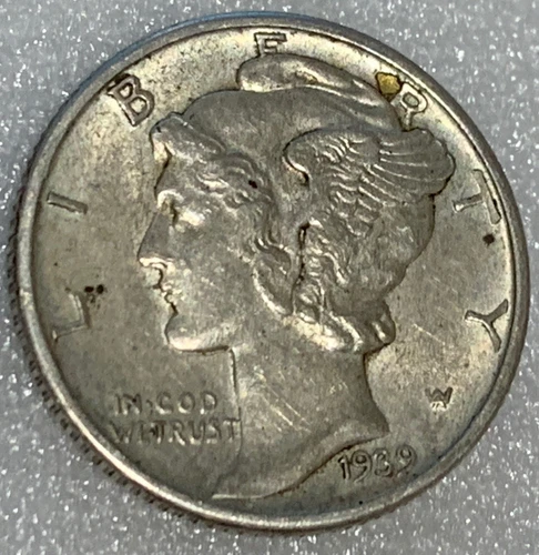 1939-D Silver Mercury Dime XF+ A4. Free Shipping With Five Items
