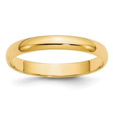 14k Yellow Gold 3mm Round Wedding Band Ring Gift for Men Size 12