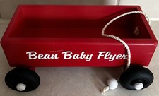 Red Wooden Wagon Little- Bean Baby Flyer- 6.5 In Doll Teddy Bear Display