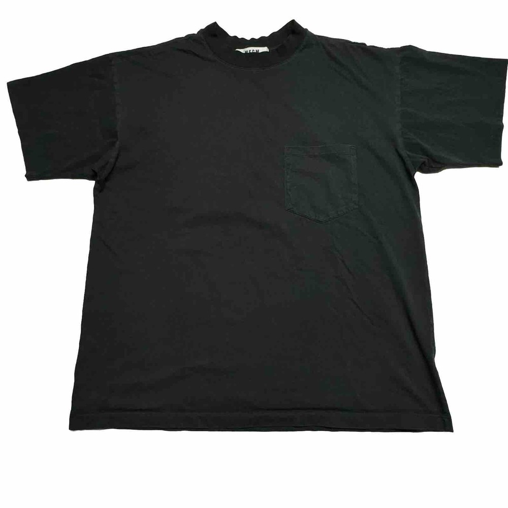 MSGM Milano Oversized Plain Pocket T-shirt in Black Made in Italy Size: Small