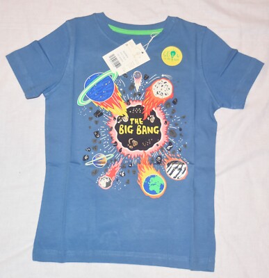 MINI BODEN Big Bang Shirt Glow Blue NWT New 5-6